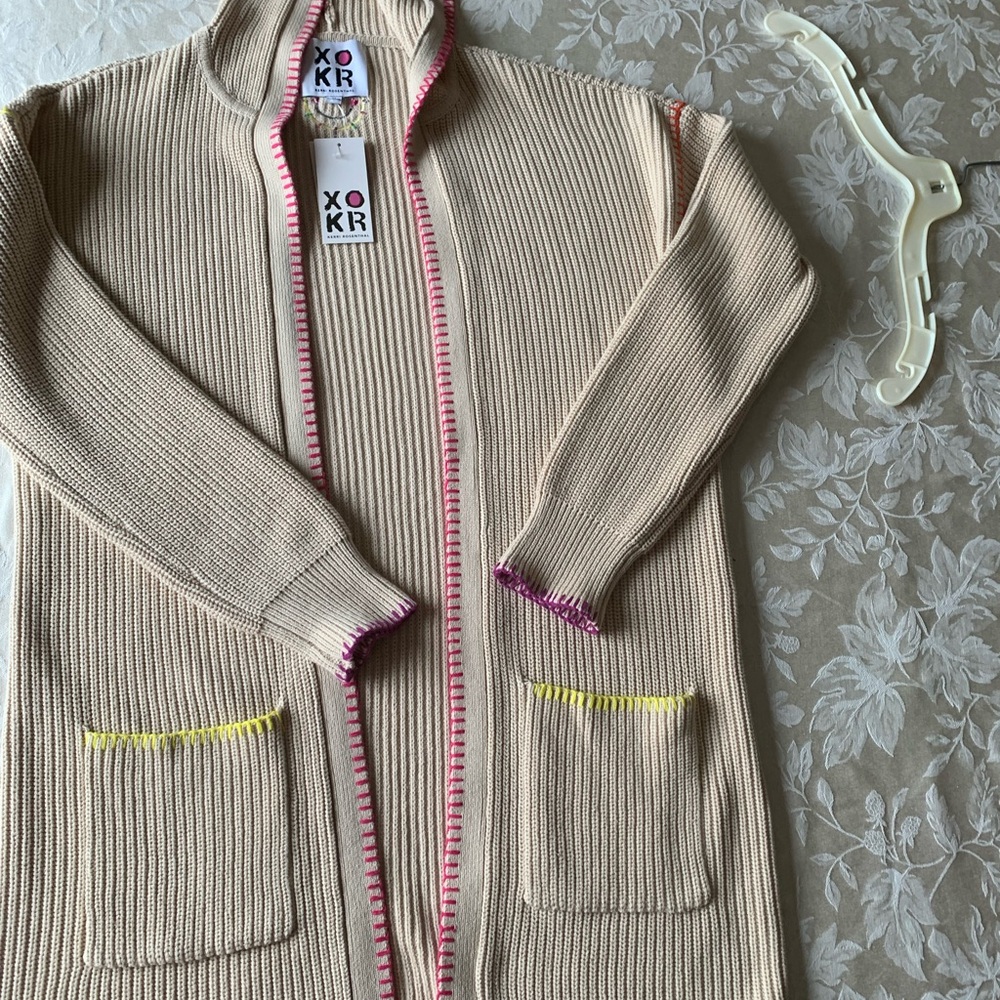 Kerri Rosenthal Cardigan with Colored Trim
Size M. NWT. $100